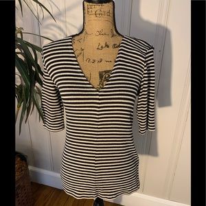 Lucky Brand striped v neck top. Great Condition